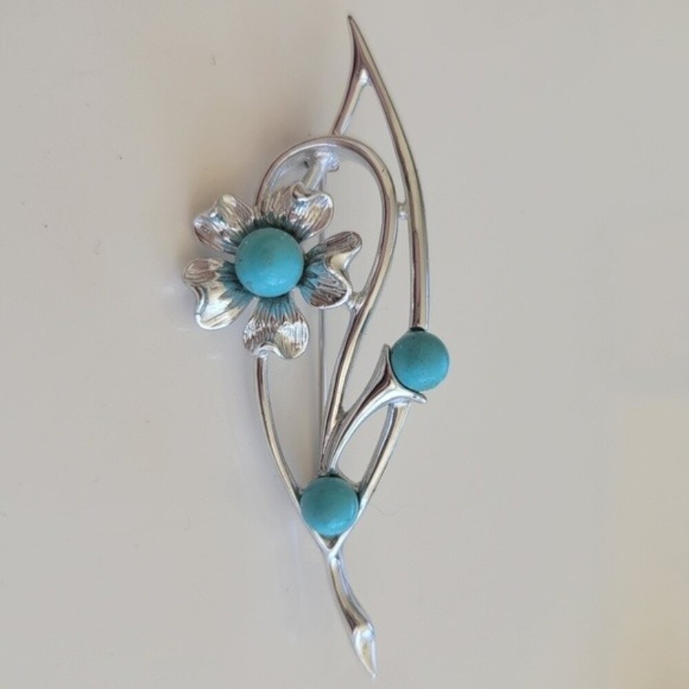 Sarah Coventry | Vintage Flower Brooch Silver Blue